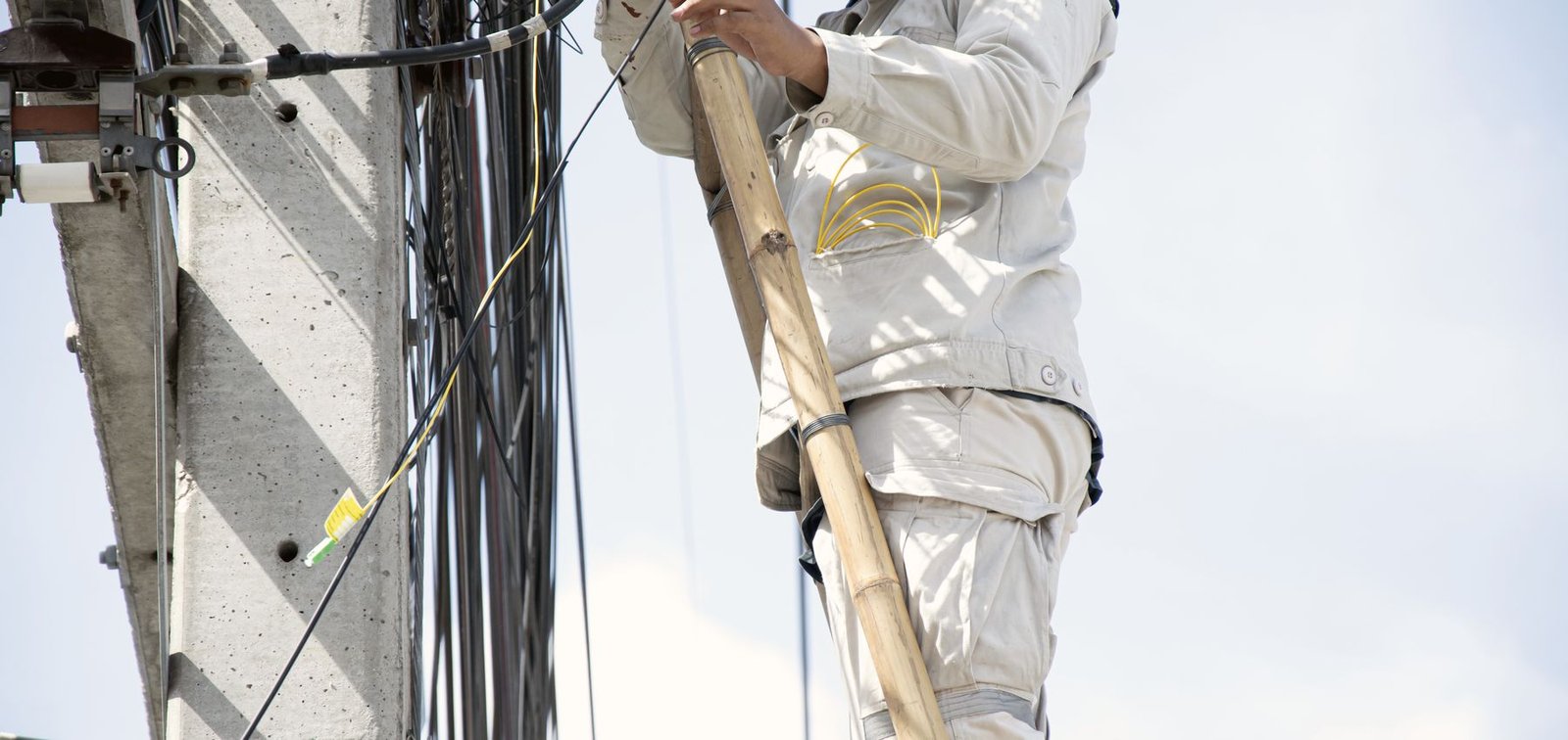 Technician working on cabling